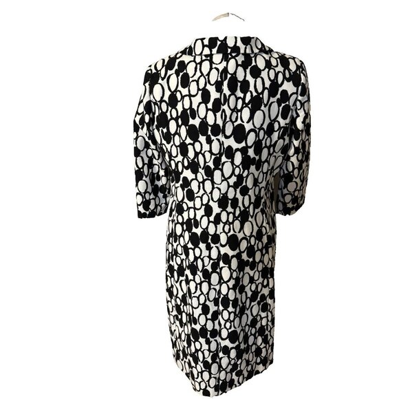 Talbots Dress & Long Jacket Blazer Suit Black Ivory Pink 12 Cotton Mix MOD NWT - Picture 3 of 13